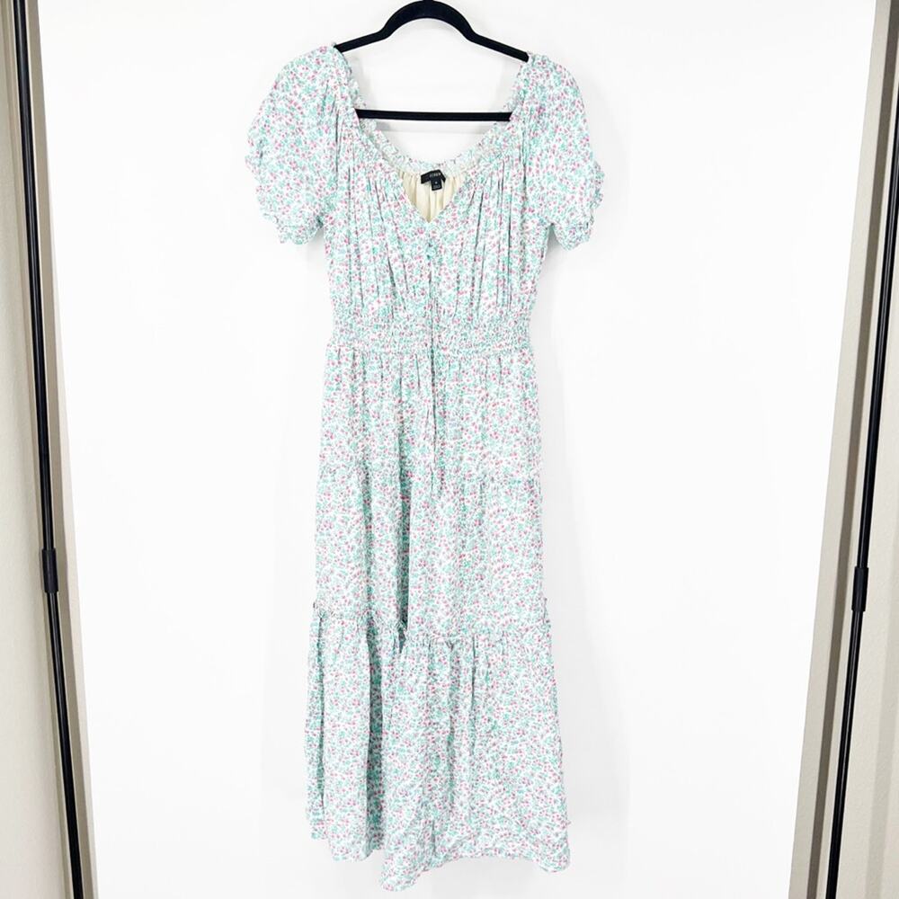 J. Crew Puff-Sleeve Midi Dress in Floral Print